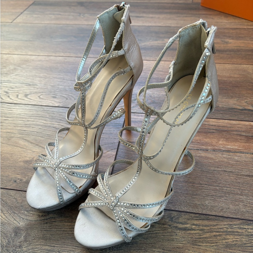 Le Chateau Silver Strappy Heels